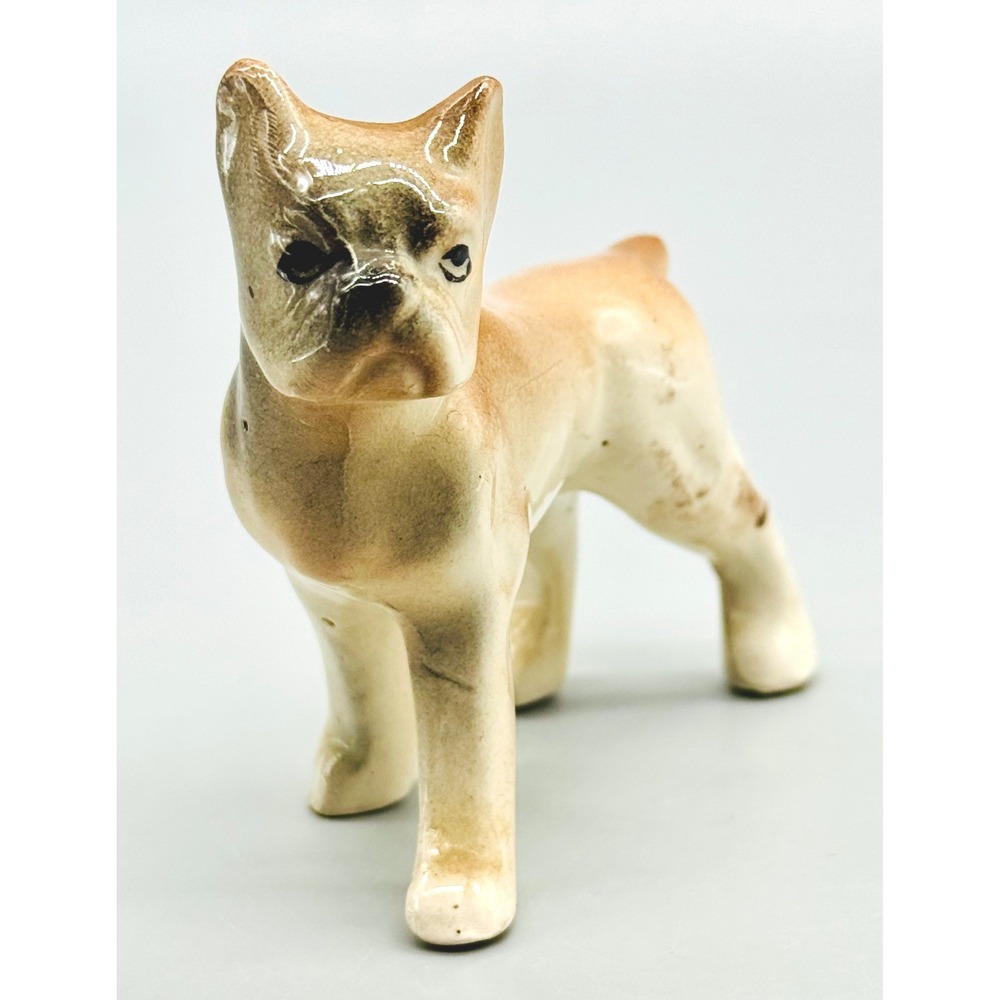 Vintage Japan Boxer Dog Figurine Tan Brown Ceramic Miniature Animal Collectible